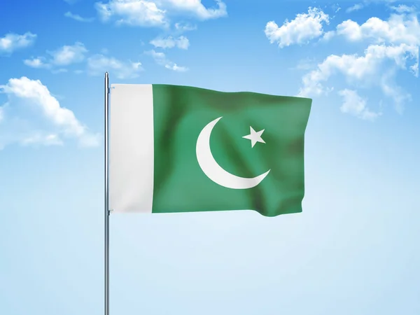 Bandeira Paquistão Acenando Céu Nublado Ilustração — Fotografia de Stock