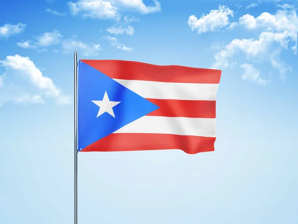 Portoriko Vlajka Vlnící Zamračené Obloze Ilustrace — Stock fotografie