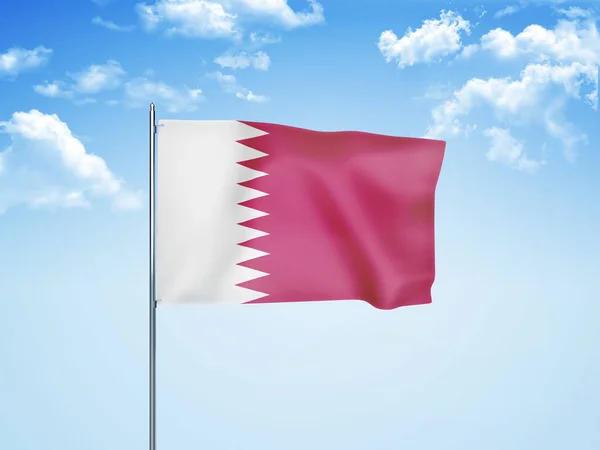 Qatar Bandiera Sventola Nel Cielo Nuvoloso Illustrazione — Foto Stock