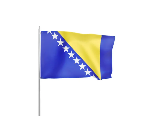 波斯尼亚和黑塞哥维那国旗挥动白色背景孤立3D插图 — 图库照片