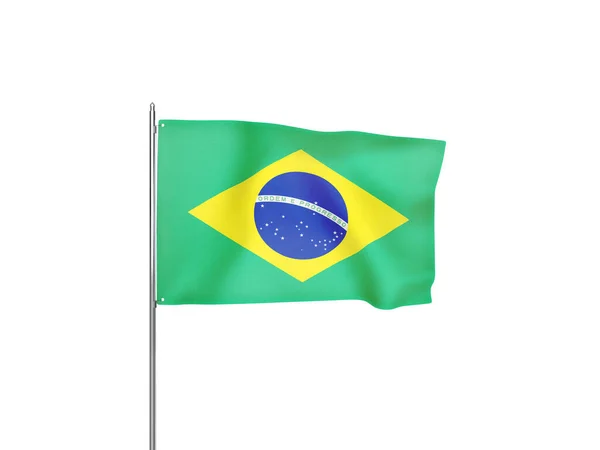 Σημαία Βραζιλίας Κυματίζει Λευκό Φόντο Απομονωμένη Εικόνα — Φωτογραφία Αρχείου
