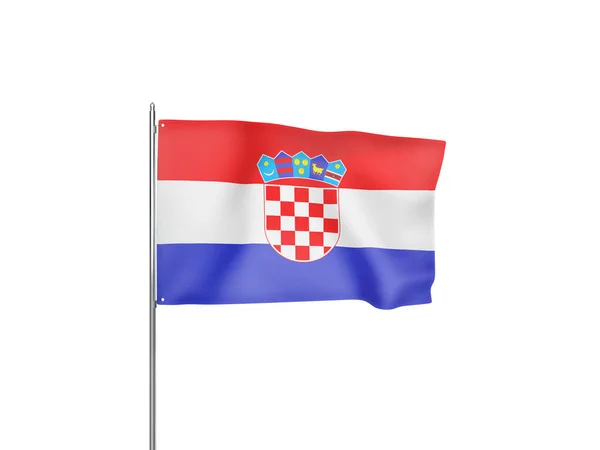Флаг Хорватии Размахивающий Белым Фоном — стоковое фото