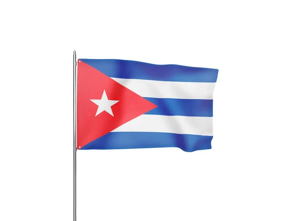 Kuba Flagga Viftande Vit Bakgrund Isolerad Illustration — Stockfoto