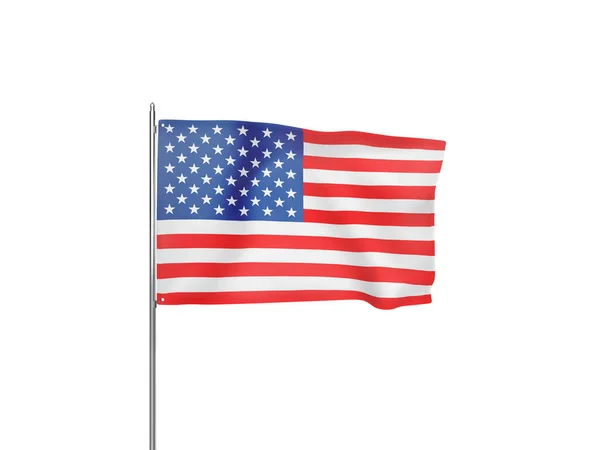 Spojené Státy Vlajky Mávání Bílým Pozadím Izolované Ilustrace — Stock fotografie