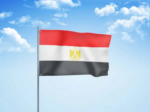 Egypte Vlag Zwaaien Bewolkte Lucht Illustratie — Stockfoto