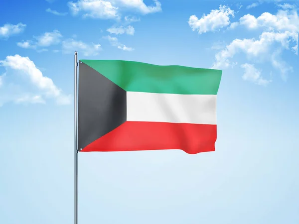 Bandera Kuwait Ondeando Cielo Nublado Ilustración — Foto de Stock