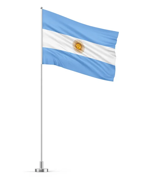 Argentina Flag Flagpole White Background Isolated Illustration — Stock Photo, Image