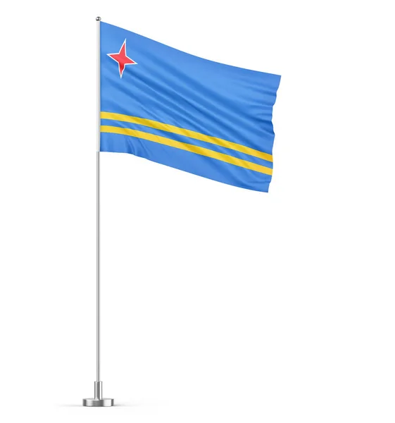 Bandera Aruba Sobre Fondo Blanco Asta Bandera Ilustración Aislada — Foto de Stock