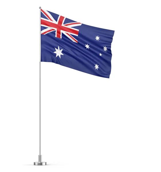 澳大利亚国旗上的旗杆白色背景孤立3D插图 — 图库照片
