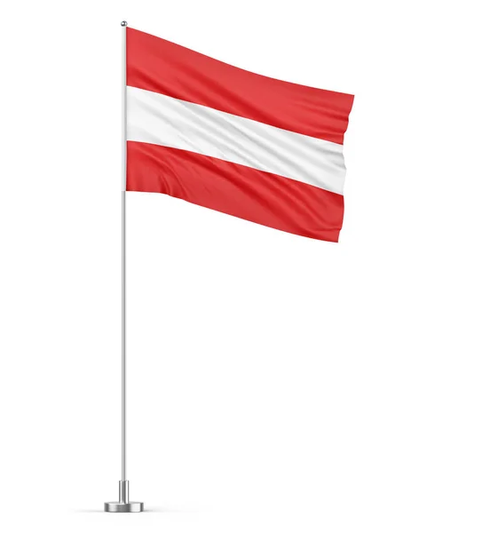 Österreich Flagge Auf Einem Fahnenmast Weißer Hintergrund Isolierte Illustration — Stockfoto