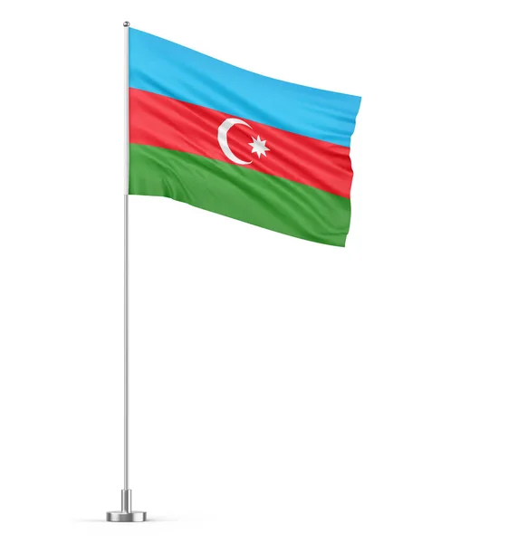 Azerbaijan Flag Flagpole White Background Isolated Illustration — Stock Photo, Image