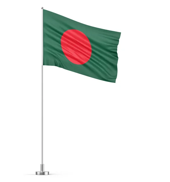 Banglades Zászló Zászlórúd Fehér Háttér Elszigetelt Illusztráció — Stock Fotó