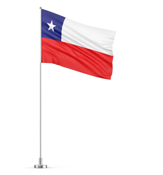 Bandera Chile Sobre Asta Bandera Fondo Blanco Ilustración Aislada —  Fotos de Stock