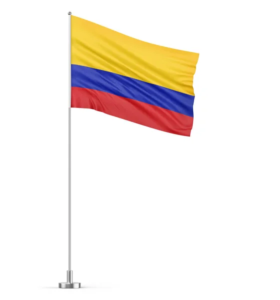 Colombia Flag Flagpole White Background Isolated Illustration — Stock Photo, Image