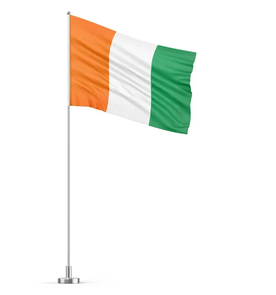 Bandeira Costa Marfim Fundo Branco Flagpole Ilustração Isolada — Fotografia de Stock