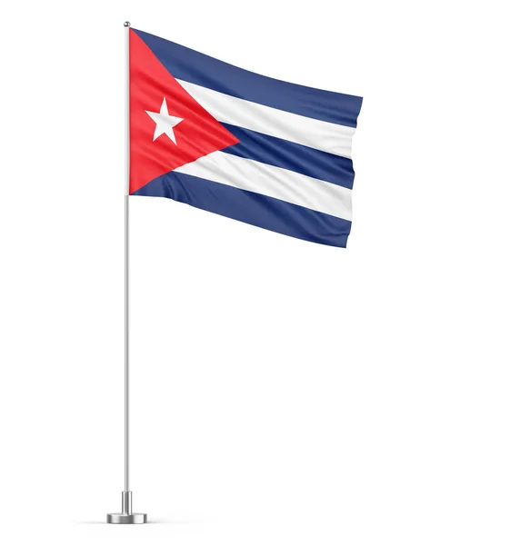 Kuba Flagga Flaggstång Vit Bakgrund Isolerad Illustration — Stockfoto