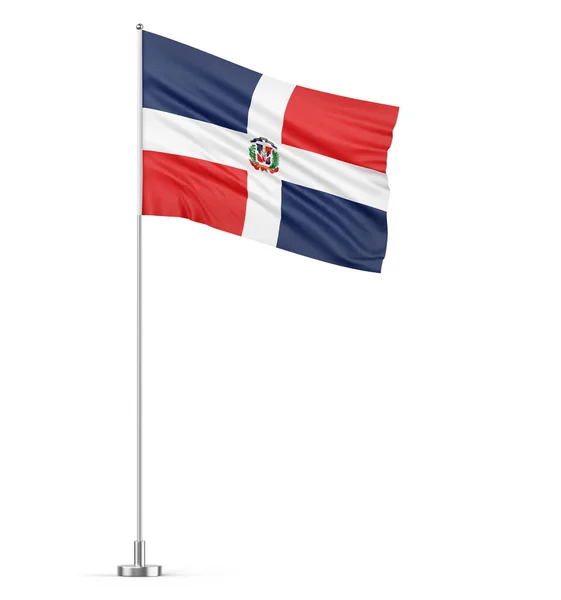 Прапор Домініканської Республіки Флагштоку Білого Фону Ізольований Ілюстрація — стокове фото