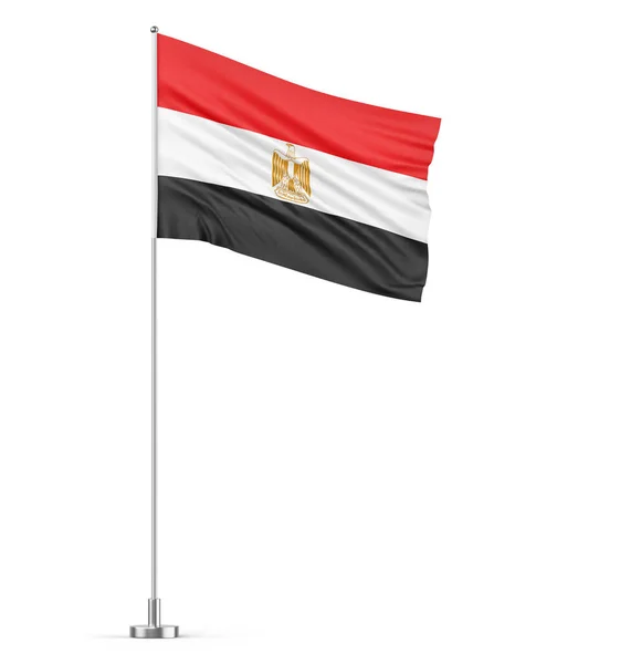 Egypte Vlag Een Vlaggenmast Witte Achtergrond Geïsoleerde Illustratie — Stockfoto