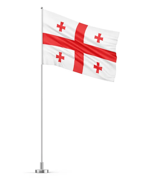 Georgia Zászló Zászlórúd Fehér Háttér Elszigetelt Illusztráció — Stock Fotó