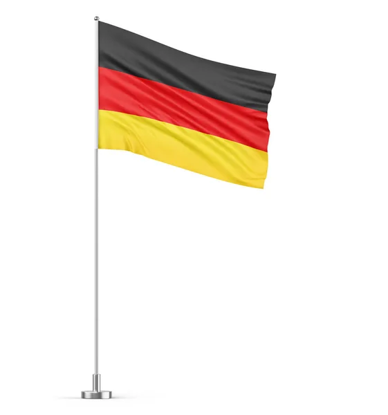 Deutschland Flagge Auf Einem Fahnenmast Weißer Hintergrund Isolierte Illustration — Stockfoto