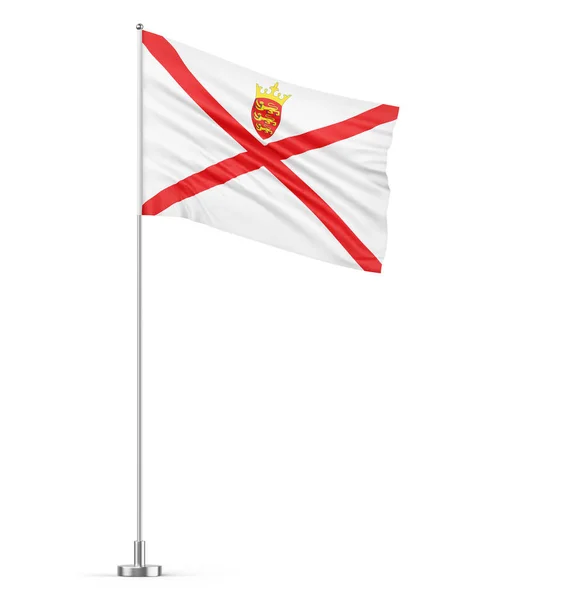 Jersey Zászló Egy Zászlórúd Fehér Háttér Elszigetelt Illusztráció — Stock Fotó