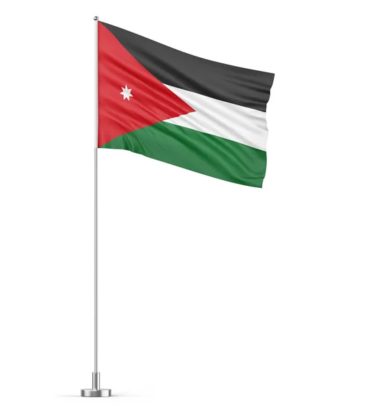 Jordanien Flagga Flaggstång Vit Bakgrund Isolerad Illustration — Stockfoto