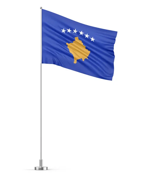 Bandeira Kosovo Fundo Branco Flagpole Ilustração Isolada — Fotografia de Stock