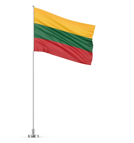 Litauen Flagge Auf Einem Fahnenmast Weißer Hintergrund Isolierte Illustration — Stockfoto