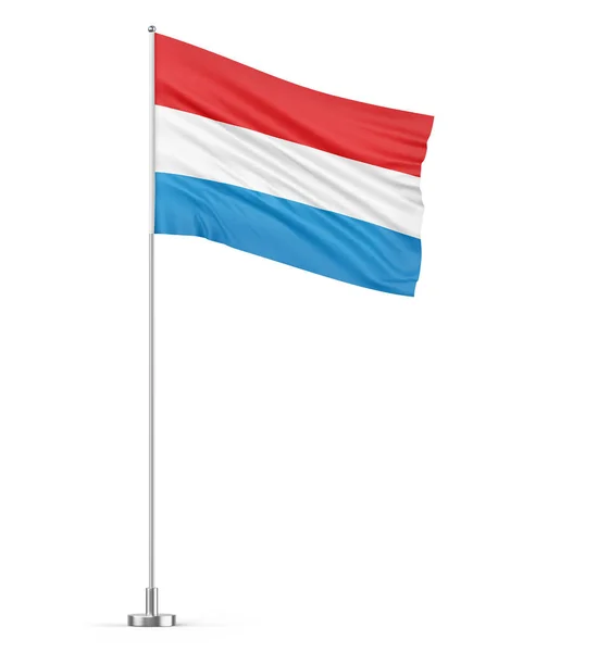 Флаг Люксембурга Белом Фоне Флагштоком — стоковое фото