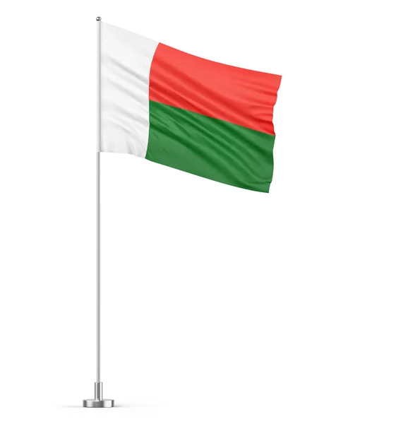 Madagaskar Vlag Een Vlaggenmast Witte Achtergrond Geïsoleerde Illustratie — Stockfoto