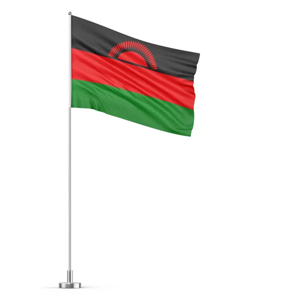 Malawi Flagga Flaggstång Vit Bakgrund Isolerad Illustration — Stockfoto