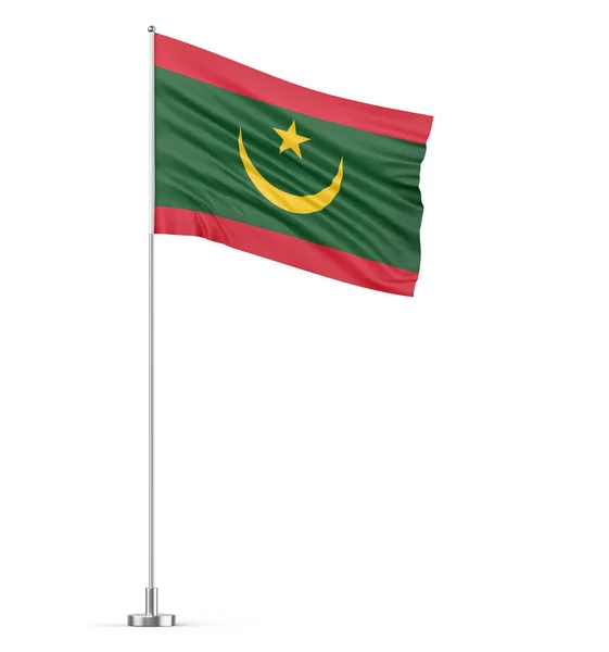 Mauritánia Zászló Zászlórúd Fehér Háttér Elszigetelt Illusztráció — Stock Fotó