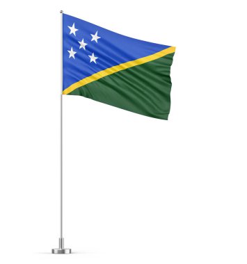 Solomon Adaları bayrak direği beyaz arka plan izole edilmiş 3D illüstrasyon