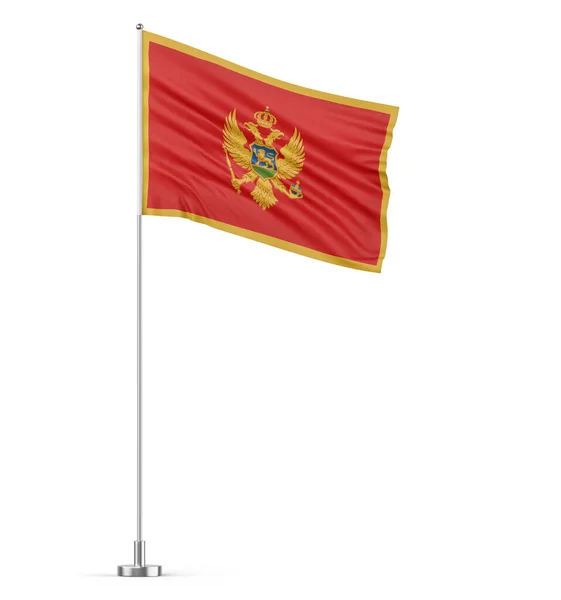 Montenegro Flagge Auf Einem Fahnenmast Weißer Hintergrund Isolierte Illustration — Stockfoto