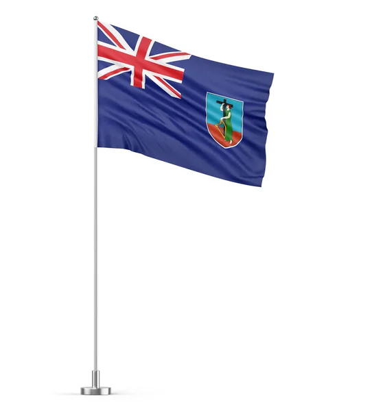 Σημαία Montserrat Άσπρο Στύλο Σημαίας Απομονωμένη Τρισδιάστατη Απεικόνιση — Φωτογραφία Αρχείου