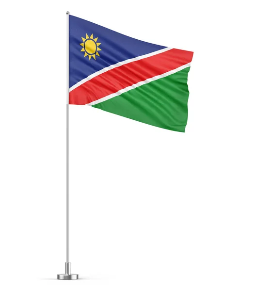 Bandera Namibia Sobre Asta Bandera Fondo Blanco Ilustración Aislada —  Fotos de Stock