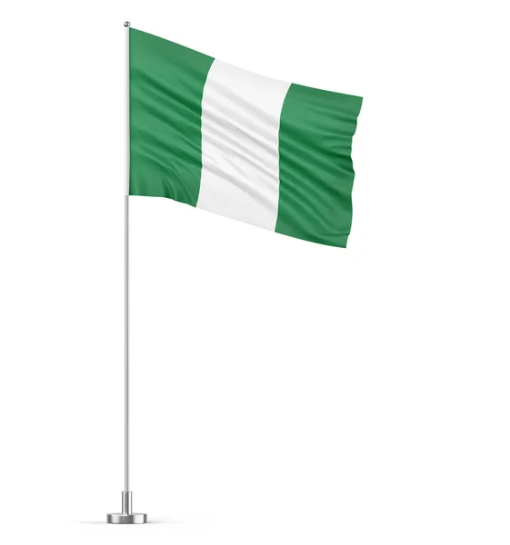 Nigeria Flag Flagpole White Background Isolated Illustration — Stock Photo, Image