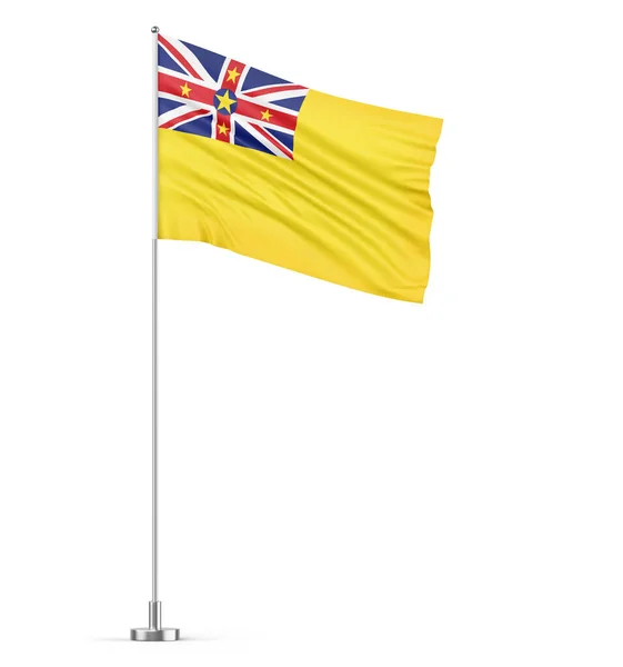 Σημαία Niue Λευκό Στύλο Φόντο Απομονωμένη Τρισδιάστατη Απεικόνιση — Φωτογραφία Αρχείου