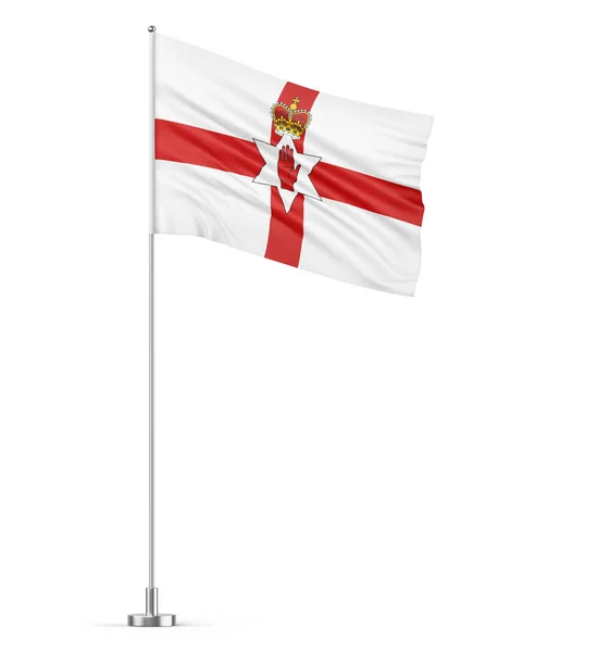 Bandeira Irlanda Norte Fundo Branco Mastro Isolado Ilustração — Fotografia de Stock