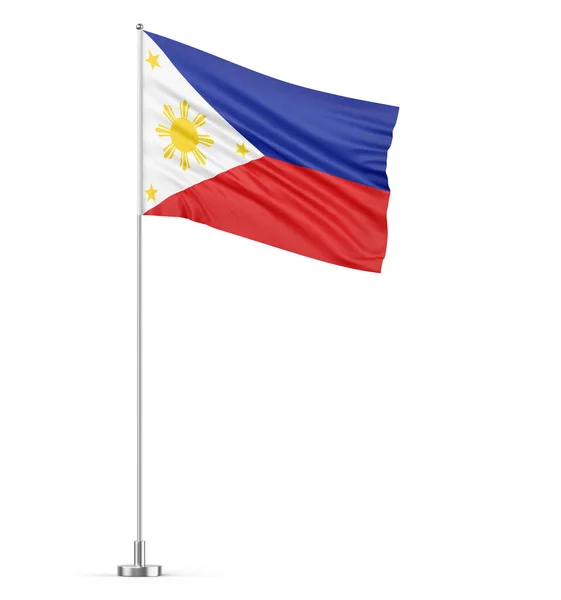 Bandera Filipinas Sobre Asta Bandera Fondo Blanco Ilustración Aislada —  Fotos de Stock
