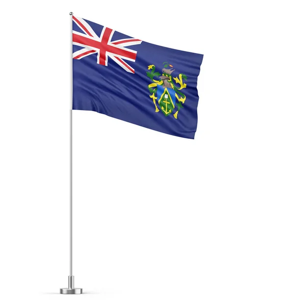 Pitcairn Islands Bandeira Fundo Branco Mastro Isolado Ilustração — Fotografia de Stock