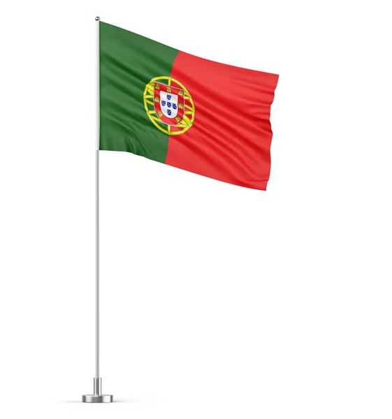 Σημαία Πορτογαλίας Λευκό Κοντάρι Σημαίας Απομονωμένη Τρισδιάστατη Απεικόνιση — Φωτογραφία Αρχείου