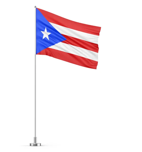 Puerto Rico Vlajka Vlajkovém Stožáru Bílé Pozadí Izolované Ilustrace — Stock fotografie