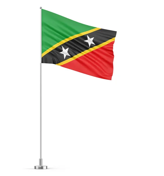 Saint Kitts Nevis Bandiera Pennone Sfondo Bianco Isolato Illustrazione — Foto Stock