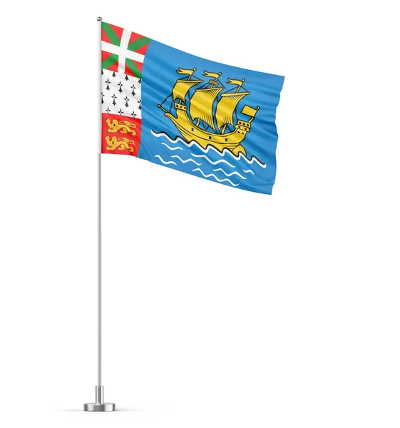 Σημαία Σαιν Πιέρ Και Μικελόν Λευκό Κοντάρι Σημαίας Απομονωμένη Τρισδιάστατη — Φωτογραφία Αρχείου