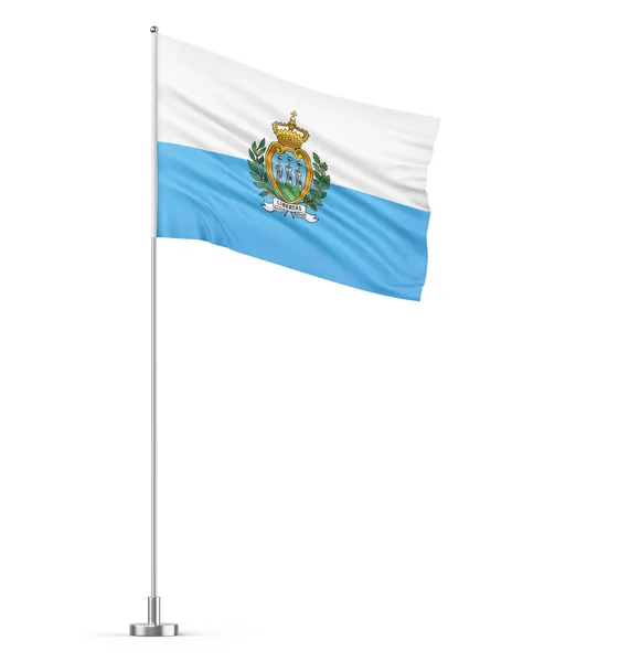 Bandera San Marino Sobre Fondo Blanco Asta Bandera Ilustración Aislada —  Fotos de Stock