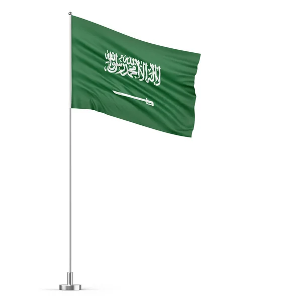 Saudi Arabia Flag Flagpole White Background Isolated Illustration — Stock Photo, Image