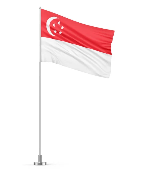 Bandeira Singapura Fundo Branco Flagpole Ilustração Isolada — Fotografia de Stock