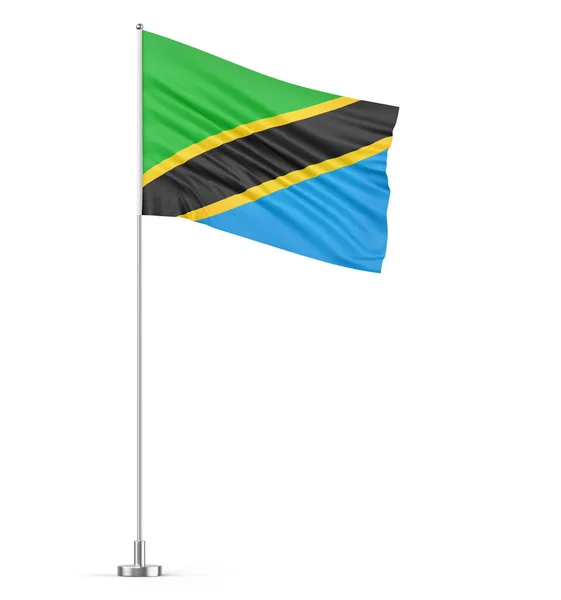 Tanzania Flagga Flaggstång Vit Bakgrund Isolerad Illustration — Stockfoto