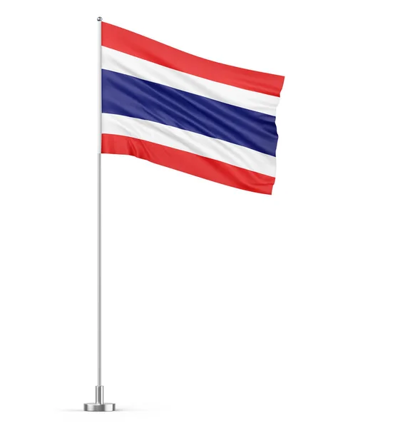 Bayrak Direğindeki Tayland Bayrağı Beyaz Arka Plan Boyutlu Izole Edilmiş — Stok fotoğraf